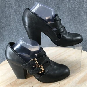 Aldo Heel Womens 10 Mary Jane Pumps Straps Casual Black Leather Buckle Slip On - Picture 1 of 16
