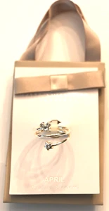 Disney Mickey Mouse April Adjustable Silver-Tone Ring W/Crystals By Swarovski - Picture 1 of 5