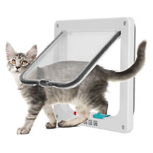 White S Cat Lock Security Flap Door Cat Flip Door Plastic Small Pet Gate Hou Ags