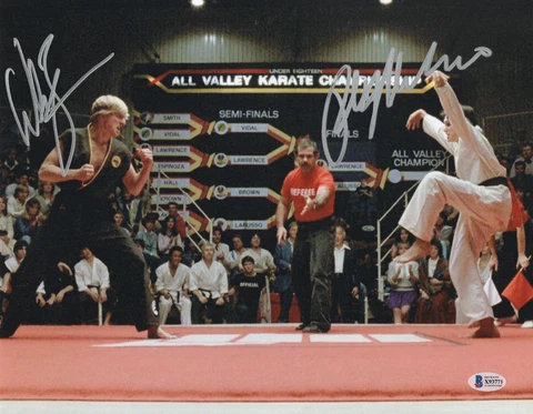 RALPH MACCHIO WILLIAM ZABKA SIGNED KARATE KID AUTOGRAPH 11X14 PHOTO BECKETT 3 Cover