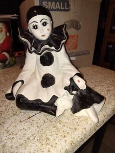 Vintage Decorative Sitting Pierrot clown - 10 inches tall and 12 inches wide at  - Picture 1 of 8