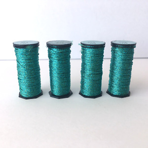 4x Kreinik Metallic Thread #16 Medium Braid 029 TURQUOISE Polyester 11 Yds. 10 M