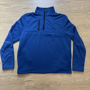 Callaway Men’s Pullover Jacket Blue 1/4 Zip Size M Zipper Pocket Mock Neck - Picture 1 of 10