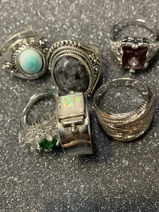 6 Cocktail Ringe silber goldfarben Kristall Akzent Gr.9-11 elegant Party nie getragen - Bild 1 von 22