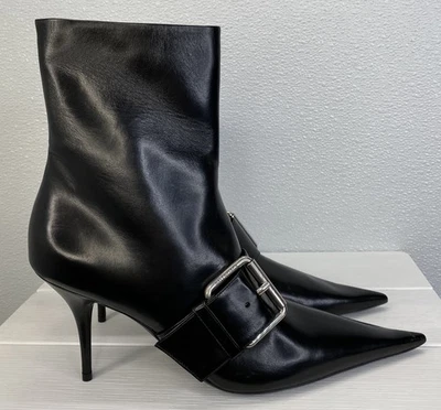 Botines Balenciaga Cuchillo Cinturón M80 Para Mujer Talla 11 Cuero Negro *USADOS* Foto 1 de 4