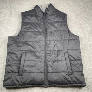 Ariat Reversible Puffer Vest Men 2XL Black/Gray Zip Windbreaker Western Workwear - Picture 1 of 18