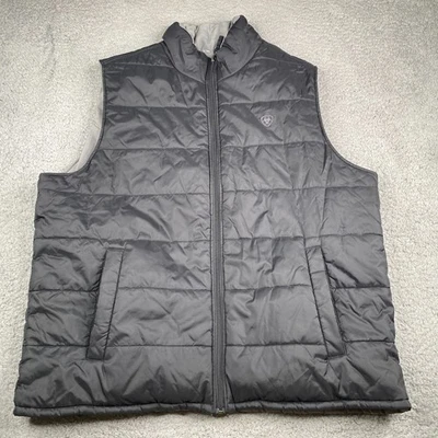 Ariat Reversible Puffer Vest Men 2XL Black/Gray Zip Windbreaker Western Workwear - Image 1 of 4