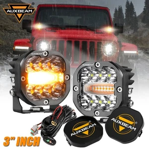 AUXBEAM 3" Amber White LED Work Light Pods IP68 Fog Light Turn DRL For Ford F150 - Picture 1 of 66