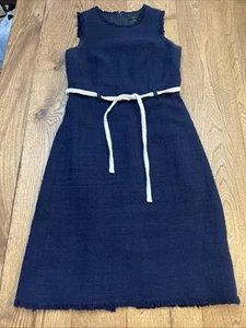 J. Abito tubino donna Crew cravatta vita tweed colore blu, taglia 4 - Foto 1 di 10