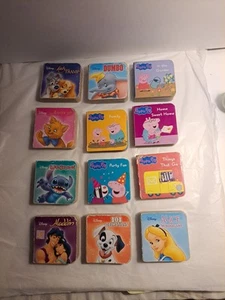 Mini Board Books Lot of 12 Disney Classics, Aladdin Dumbo Stitch And Peppa Pig - Picture 1 of 11