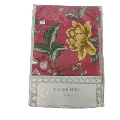Pierre Frey Flat Sheet Twin Rochefort Red Flowers Butterfly Nature 71"x104" - Image 1 of 4