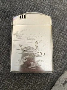 Vintage Cigarette Case And Lighter Sunflower Brand Silver Working - Picture 1 of 9