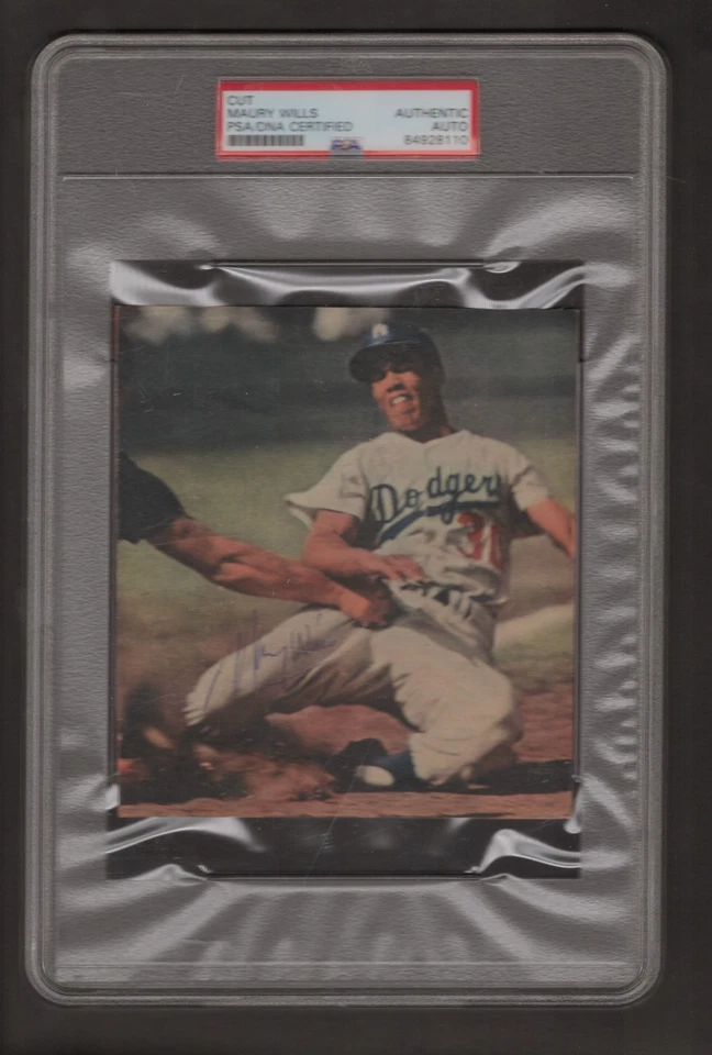 Maury Wills Signed Cut PSA DNA Slab Autographed LA Dodgers Baseball All Star - Image 1 of 1