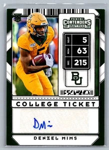Tarjeta de novato Panini Contenders Draft Denzel Mims 2020 autógrafo #153 - Imagen 1 de 2