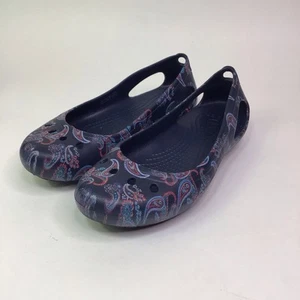 Crocs Kadee Flats Womens Blue Paisley Shoe Size 7 - Picture 1 of 7