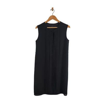 Ann Taylor Black Chiffon Pleated Shift Dress Size S - Image 1 of 4