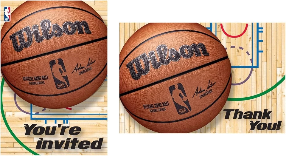 NBA Wilson Pro Basketball Sports Banquet Theme Party Invitations & Thank Yous - Image 1 of 1
