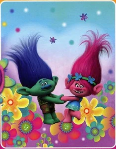 Blanket Throw Fleece 40"x50" Soft Warm Trolls Poppy & Branch Holding Hands NEW - Picture 1 of 4