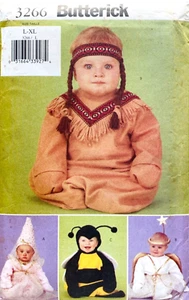 BUTTERICK 3266 SIZES LG-XLG INFANT PRINCESS INDIAN BEE ANGEL COSTUME UC/FF - Picture 1 of 3