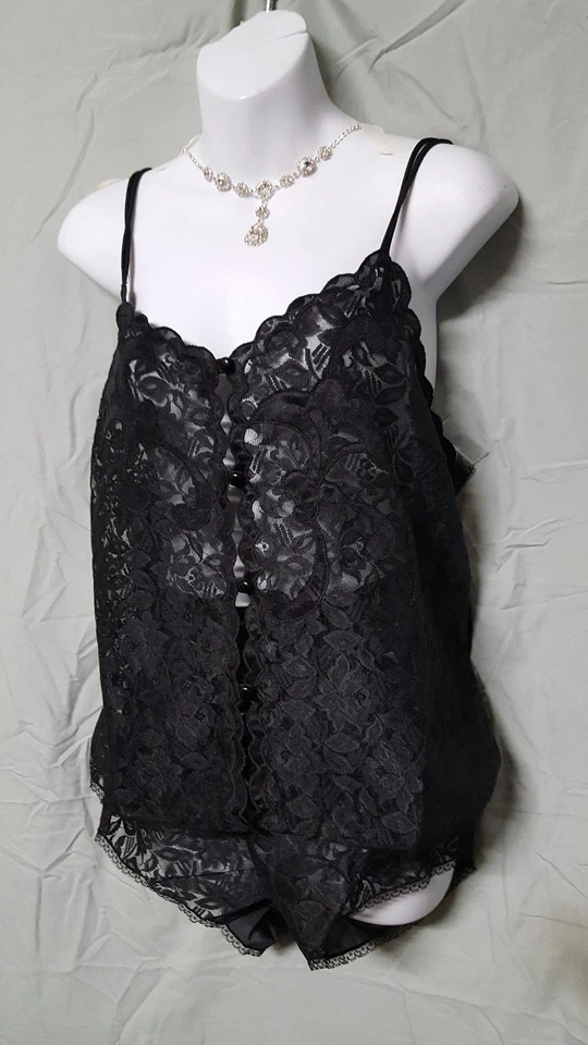 Woman Within PANTALÓN TAP CAMISOLA NEGRO Conjunto Encaje Sexy Mediano 40" BUSTO Foto 1 de 4