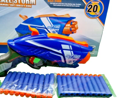 BLAZE STORM 1 x Kids Toys Soft dart gun with 20 Darts for indoor and outdoor