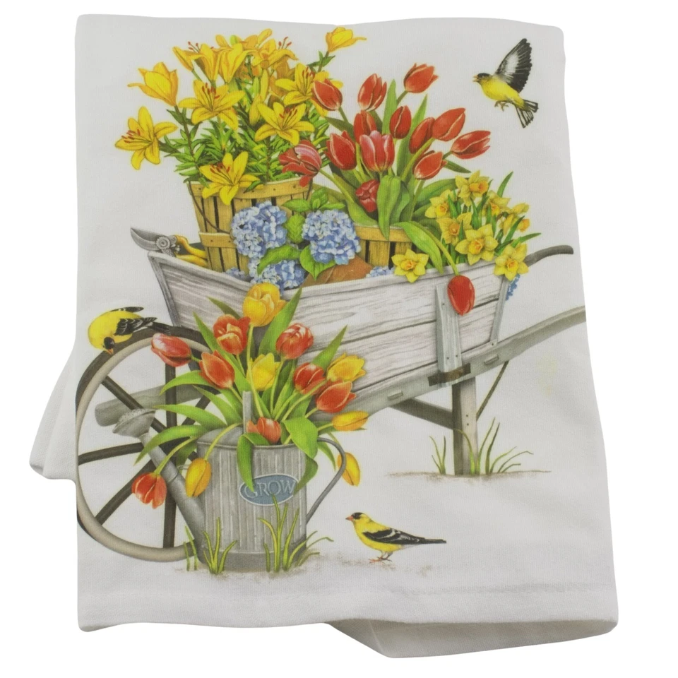 MARY LAKE-THOMPSON Mary Lake Thompson Tulip Wheelbarrow Cotton Flour Sack Towel