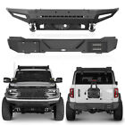 Fit 2021-2024 Ford Bronco Combo Front + Rear Back Bumper w/ D-ring & LED Light Jeep CJ7