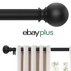 110-360cm Extendable Curtain Pole Single Rod 25mm Large 60mm Finials Heavy Duty - Picture 1 of 12