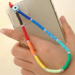 Łańcuszek na telefon komórkowy Kolorowa smycz z koralików Ręcznie robiona pleciona lina - Zdjęcie 1 z 12