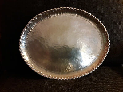 Serviertablett Messing Handarbeit antik ca 1920 stabil gemarkt Sammler Rarität - Bild 1 von 3