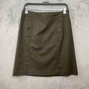 Dark Academia Italian Wool Flannel A-Line Skirt 4 Gold Button Minimal Preppy - Picture 1 of 9