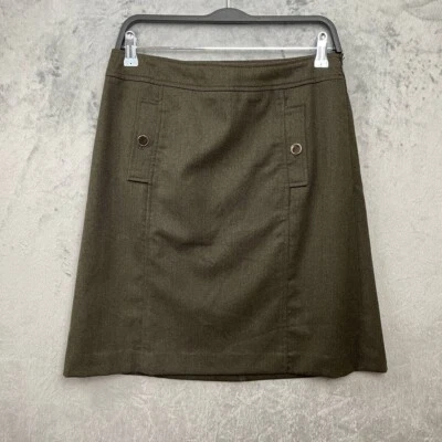 Falda Dark Academia Italiana Lana Franela Línea A 4 Botones Dorados Mínimo Preppy Foto 1 de 4