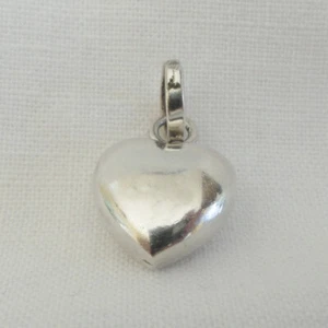 VTG Sterling Silver .925 3D Puffed Heart Pendant 1" Long Love  - Picture 1 of 7