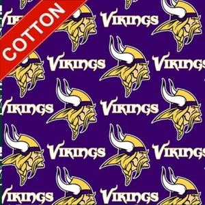 Minnesota Vikings NFL Cotton Fabric - 58" Wide - Sold by The Yard & Bolt - Picture 1 of 1