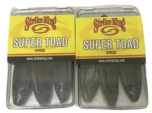 Two Packs of STRIKE KING 4" Super Toad a Black And a Green Pumpkin/Pearl - Picture 1 of 4