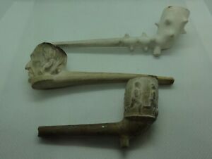 3 Antique 19th Cty Clay Pipes including Disraeli