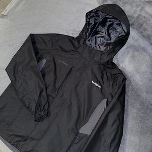 Eddie Bauer Jacket Mens Large Black Weatheredge Lined Rain Coat Waterproof Hood - Picture 1 of 18