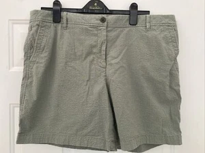 Talbots Women's Girlfriend Chino Shorts - Green Seersucker - Size 16 - Picture 1 of 2