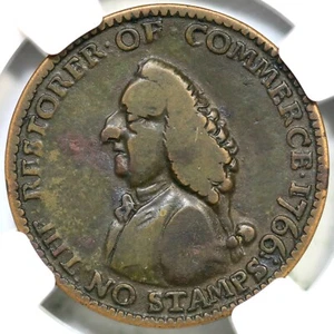 1766 B-520 NGC VF 25 Pitt Farthing Token Colonial Coin 1/4d - Picture 1 of 3