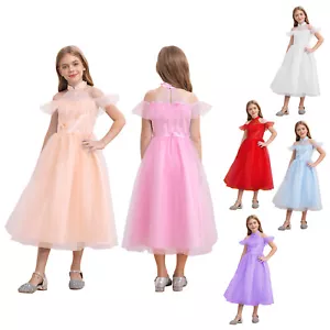 Mädchen Off-Shoulder Kleid Dreidimensionale Gefälschte Blume Stickerei Tüll Part - Bild 1 von 70