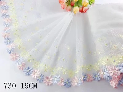 1 Yarda Delicado Bordado Flor Tul Encaje Ribete Boda/Costura/Artesanía Encaje 63 Foto 1 de 4