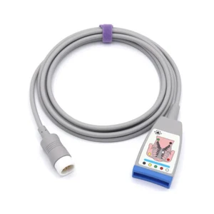 12-Pin 5-Leitungen EKG EKG Kabel kompatibel mit Philips M1001A, M3000A Länge 7ft - Bild 1 von 4