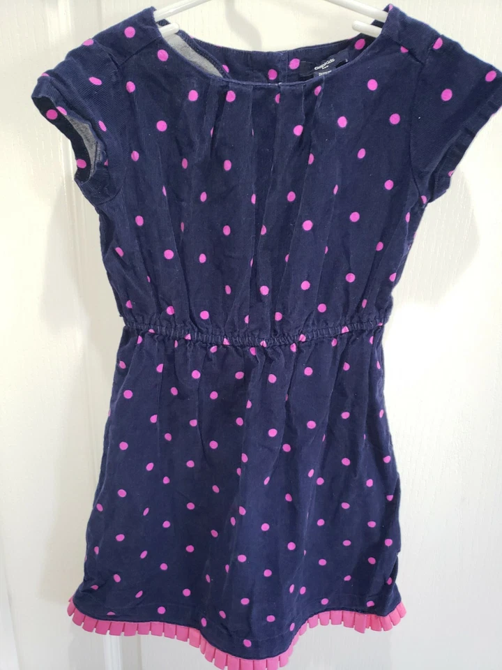 VESTIDO GAP KIDS Pana Acanalada Fina Azul Oscuro Rosa Lunares Talla Pequeña ¡LINDO! Foto 1 de 1