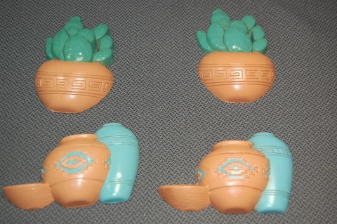 4PC Burwood Southwestern 1991 Vase Cactus Pots  3139 Wall Decor Cover