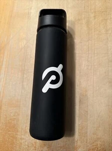 Peloton 16 oz Glass Water Bottle w/ Non-Slip Silicone Sleeve Twist Off Top Black - Picture 1 of 4