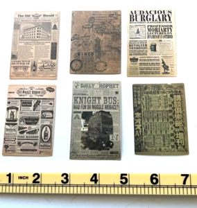 Six Newspaper Page Stickers Victorian-style 3" x 2" each - Imagen 1 de 9