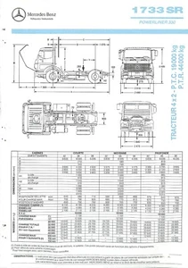 MERCEDES TRUCKS / FICHE TECHNIQUE / 1733 SR POWERLINER 330 / de 1990 - Picture 1 of 2