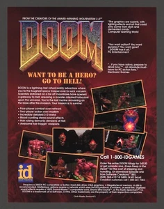 DOOM 1 (L'originale) gioco PC Big Box promo pubblicità stampa artistica poster da parete - lucido - Foto 1 di 2