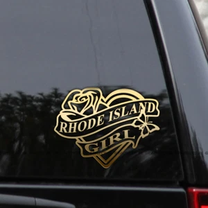 RHODE ISLAND Heart & Rose Home State Love Vinyl Decal Sticker - Picture 1 of 2