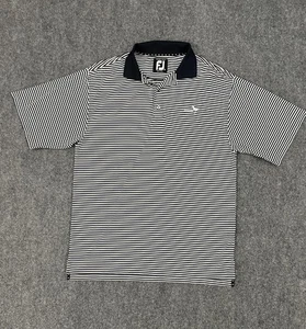 Camisa FootJoy ProDry Lisle Para Hombres Pequeña Azul Marino Blanco Rayas Golf Polo Gaitero - Imagen 1 de 10